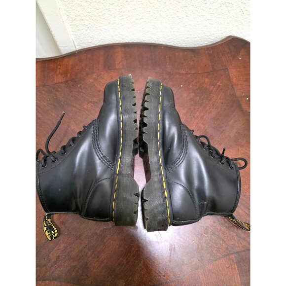Dr. Martens Black Leather Lace-Up Boots With Iconic Yellow Stitching Durable Sol - Picture 6 of 13